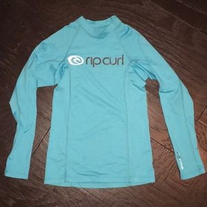 RipCurl Long-sleeve rash guard in turquoise
